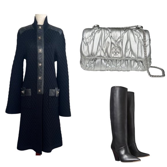 Tory Burch Lila Black Leather Knee High Boot - Picture 14 of 14